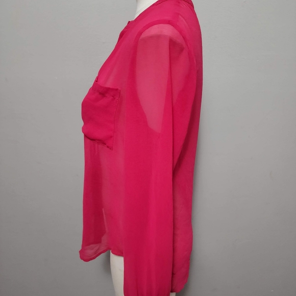 Anthro Sanctuary Soft Cafe fuchsia button down size small - Picture 3 of 5